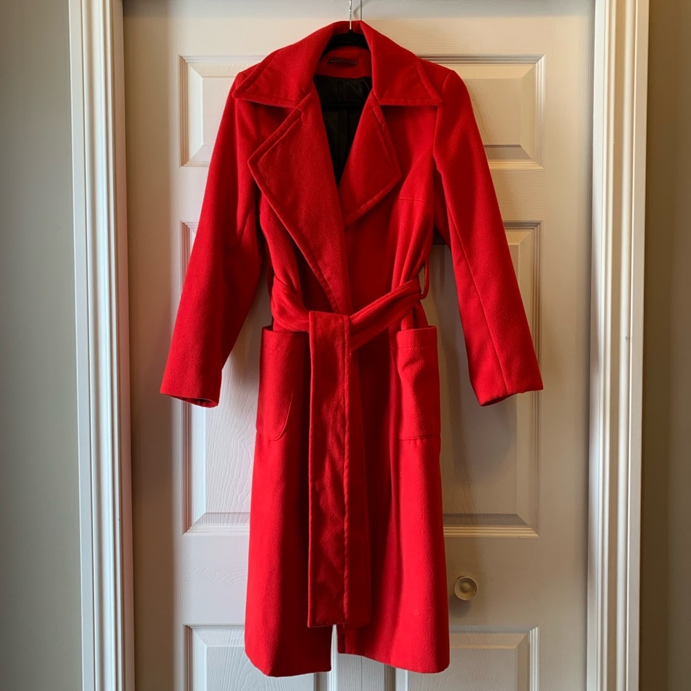 Long Red Wool and cashmere blend coat